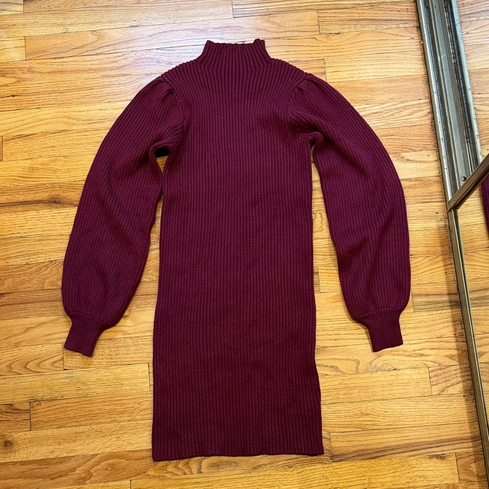 Maternity Burgundy Ribbed Knit Sweater Dress